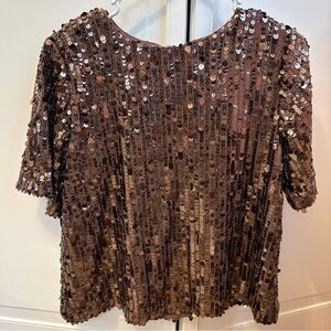 NWT Loft Brown Sequin Top